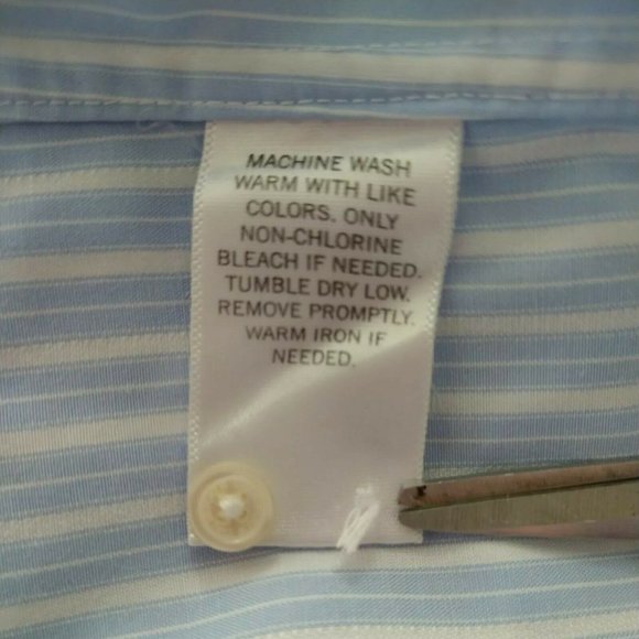 Calibrate Men's Long Sleeve Dress Shirt Blue & White Striped Size 17 1/2 34-35 - Picture 4 of 5